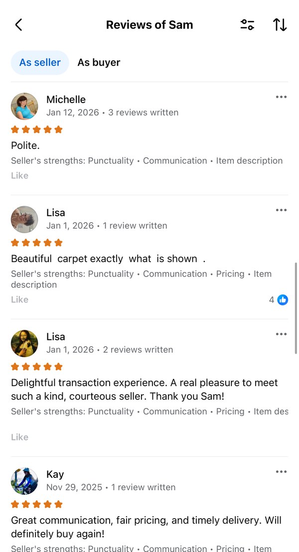 Facebook Marketplace reviews of Pasha (Sam)